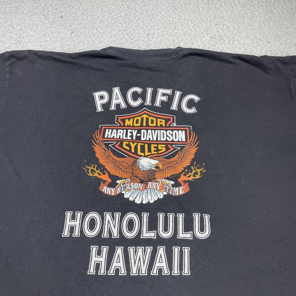 Vintage Harley-Davidson Shirt Mens XL Black Eagle Pacific Honolulu Hawaii Tee - Picture 7 of 11